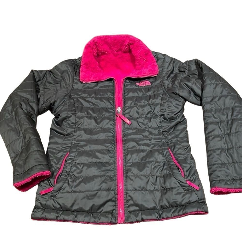 North Face Reversible Jacket Charcoal Gray/Pink Size S (7/8)